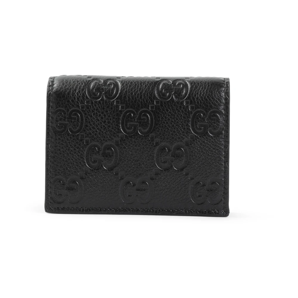 Gucci Zwarte Portemonnee van generfd leer Black Dames
