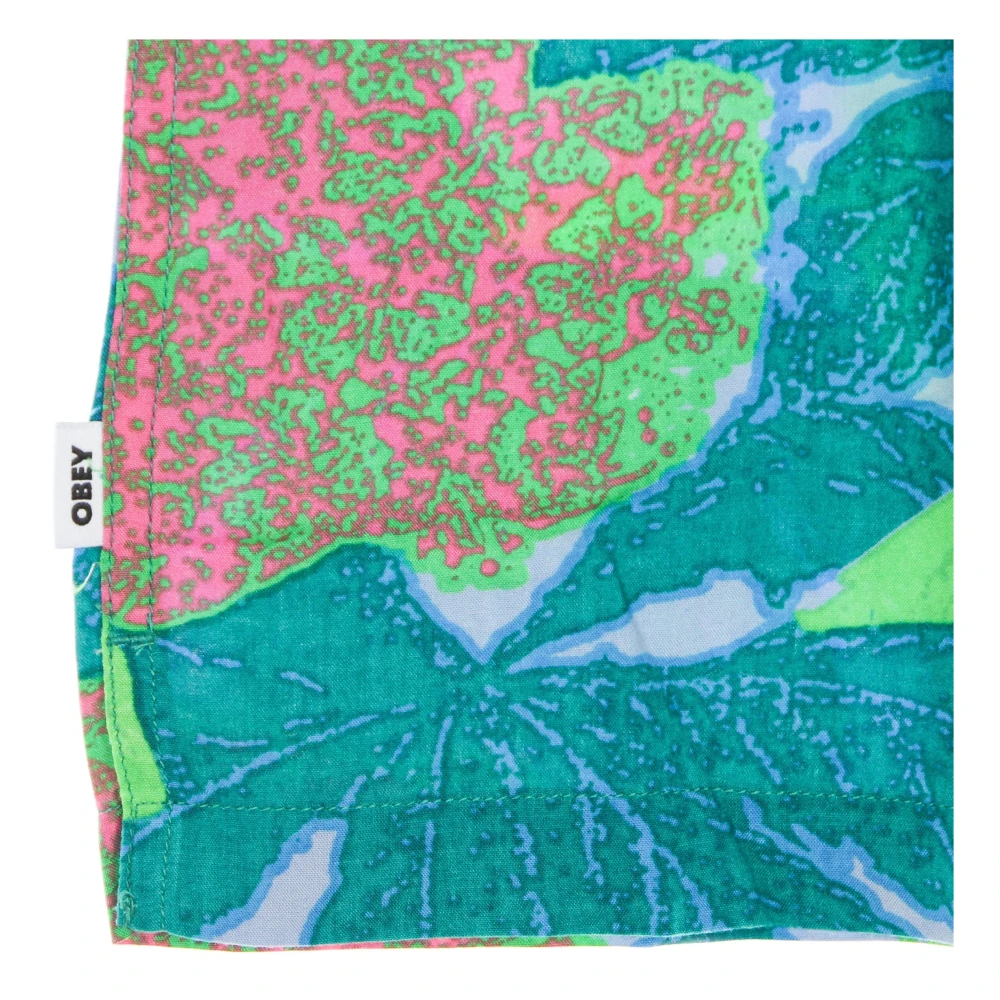 Obey Geweven korte mouw shirt goed grijs Multicolor Heren