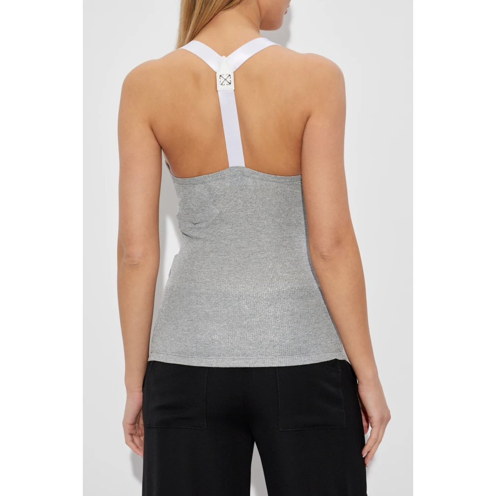 Off White Top met lurex draad Gray Dames
