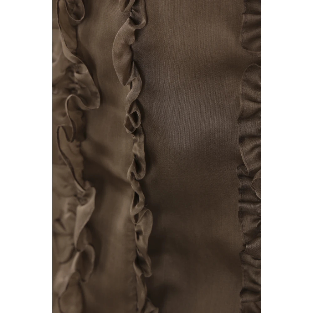 Cecilie Bahnsen Bruine Zijden Organza Midi Rok Brown Dames