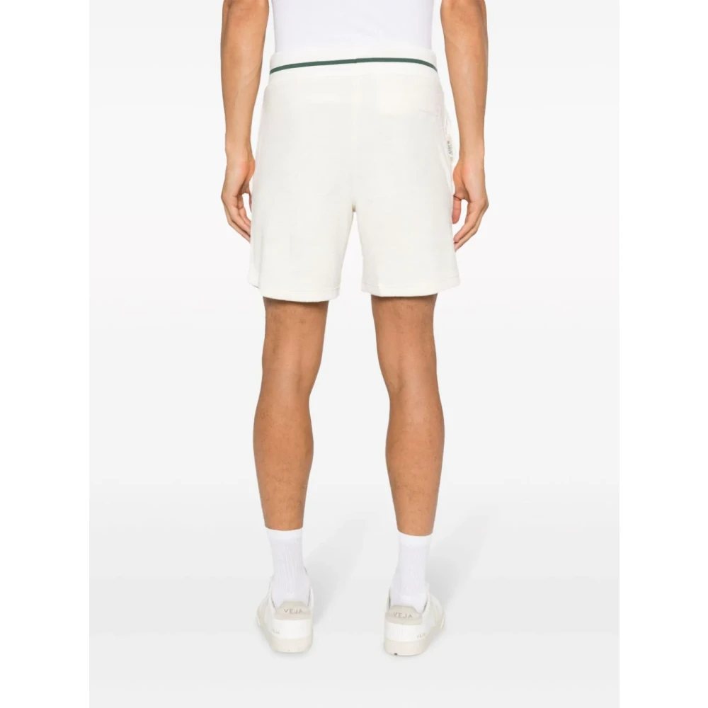 Autry Logo Geborduurde Track Shorts voor Mannen Beige Heren