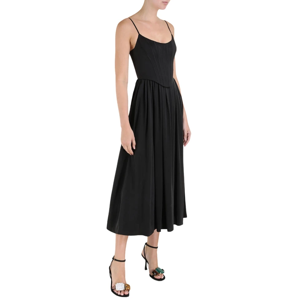 Zimmermann Zwart Zijden Korset Midi Jurk Black Dames