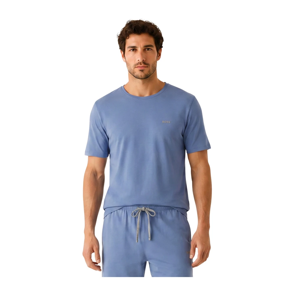 Boss Uomo Blu T-Shirt In Cotone Elasticizzato - Immagine 2