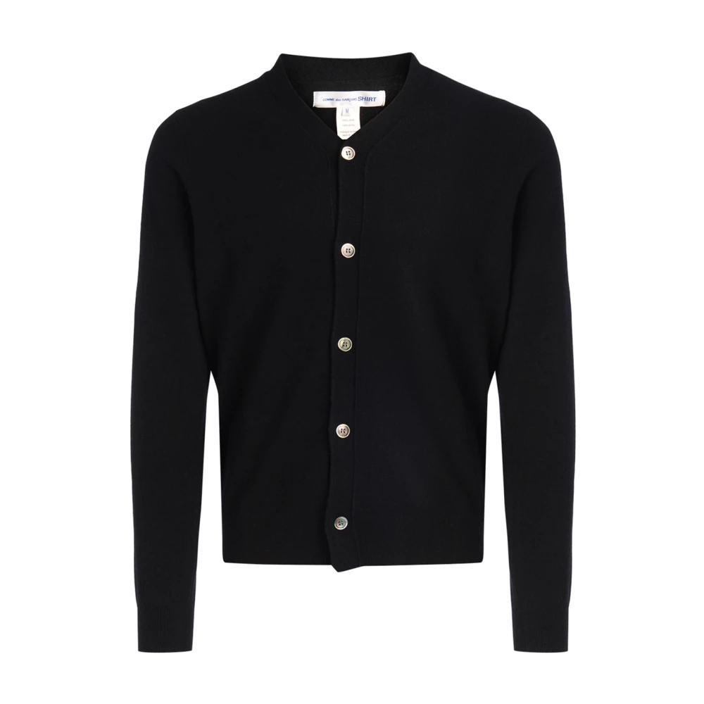 Comme des Garçons Zwarte Wollen V-hals Vest Black Heren