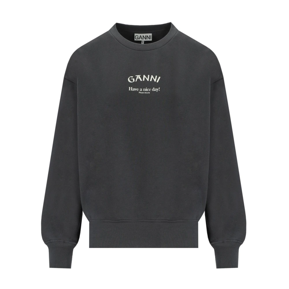 Ganni Oversized Sweatshirt met Logo Print Gray Dames