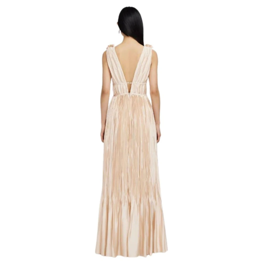 Simkhai Blush Griekse Silhouet Geplooide Jurk Beige Dames