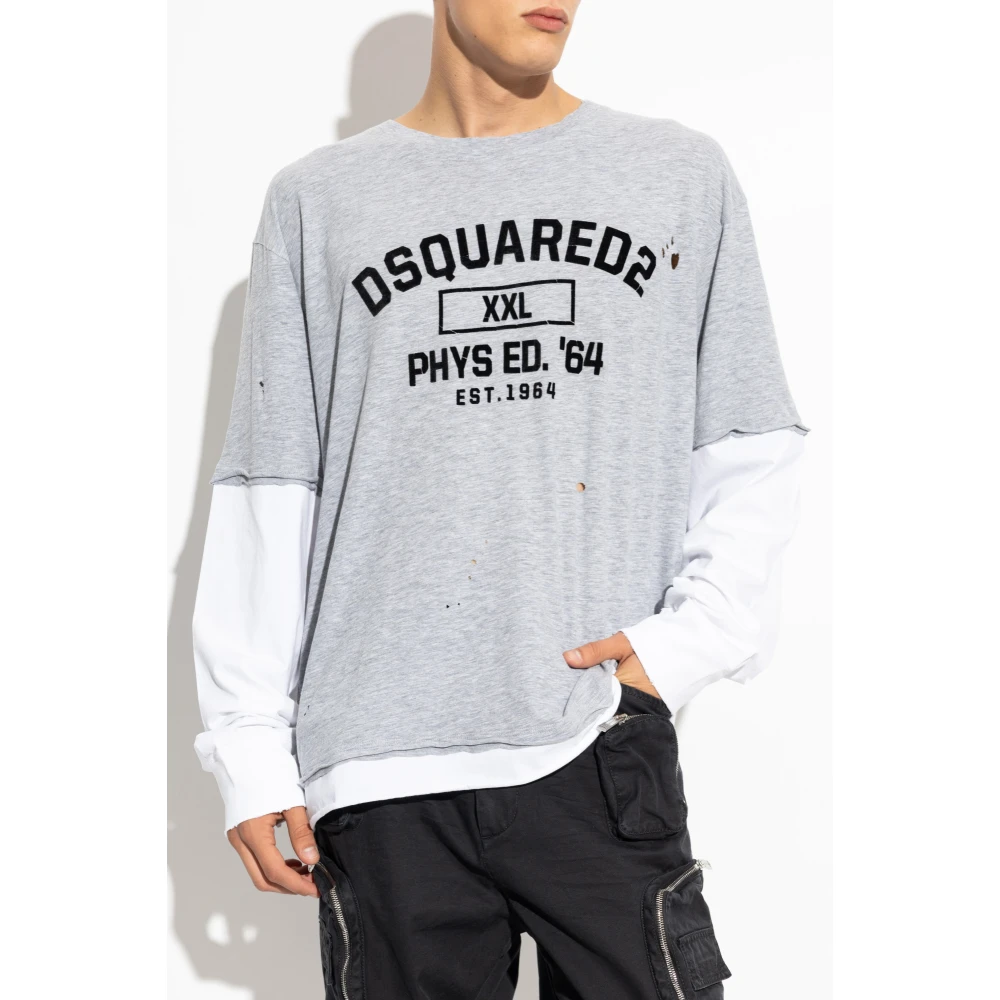 Dsquared2 T-shirt met logo Gray Heren