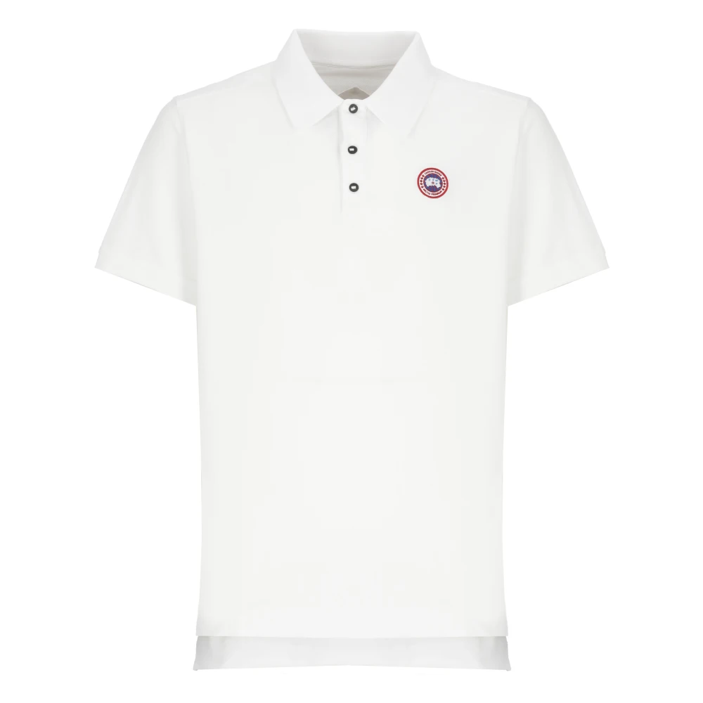 Canada Goose Men's White Polo Shirts, Xl, Cotton Polo Shirt With Logo