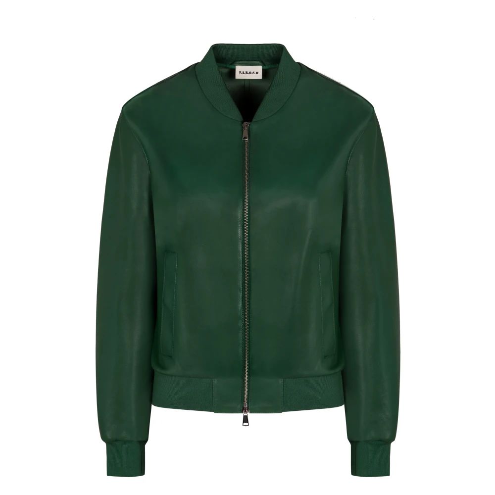 P.a.r.o.s.h. Geribbelde Lamsvacht Jas Green Dames