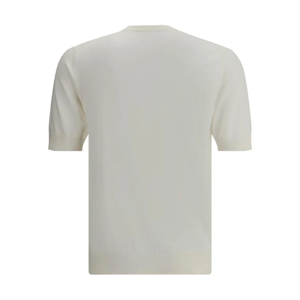 Dolce & Gabbana Geribbeld Gebreid T-shirt met Monochroom Patroon White Heren