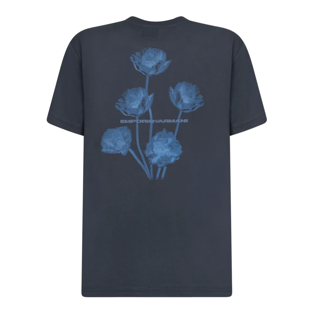 Emporio Armani Blauw Bloemenprint T-shirt Blue Heren