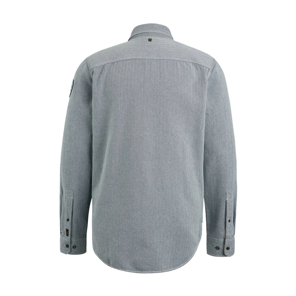 PME Legend Flanel Herringbo Lange Mouw Shirt Blue Heren
