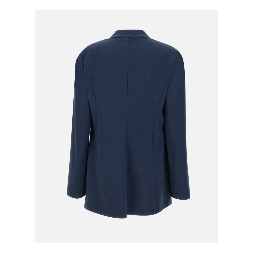 Kaos Blauwe Stretch Blazer met Mock Zakken Blue Dames