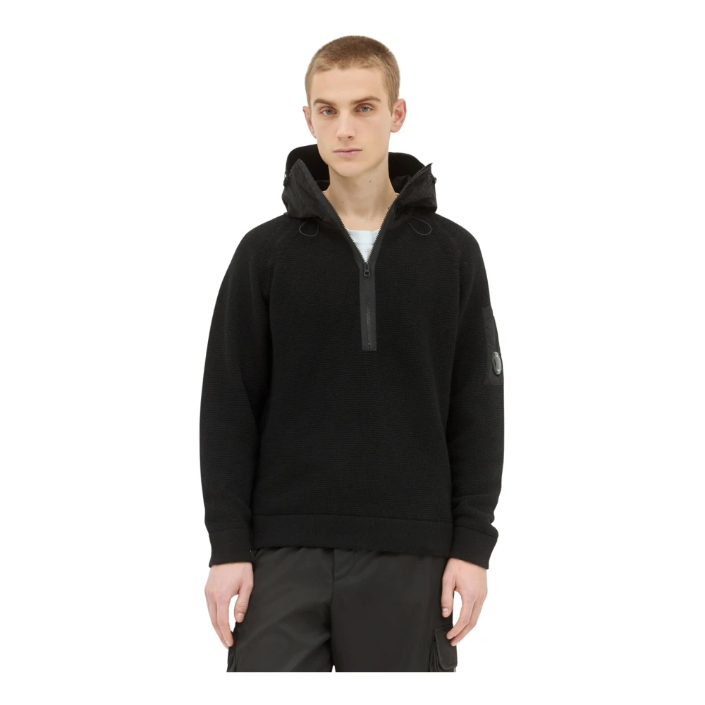 C.P. Company Gebreide cardigan met capuchon Black Heren