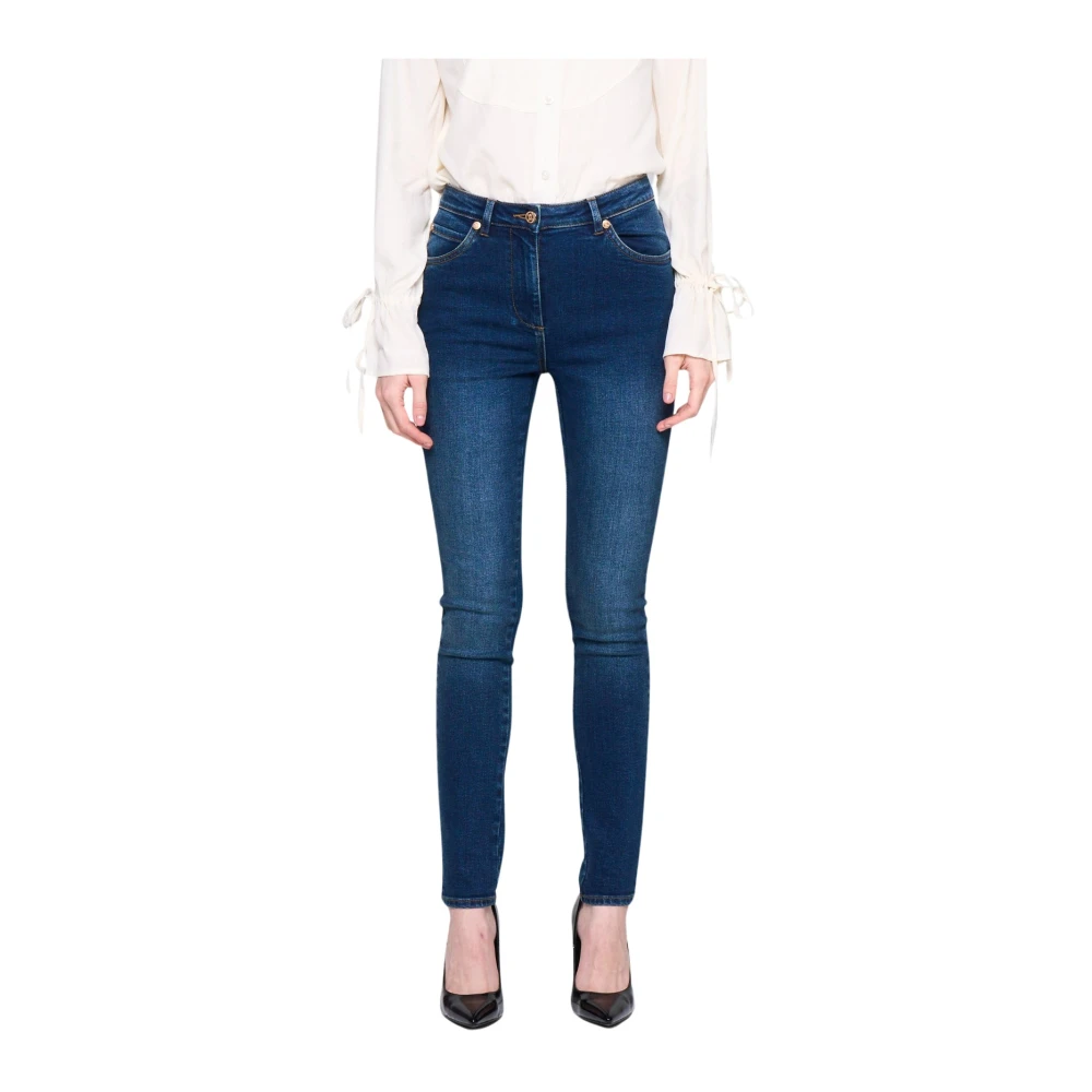 Silvian Heach Skinny Jeans Mid-Rise Rits Knoopsluiting Blue Dames