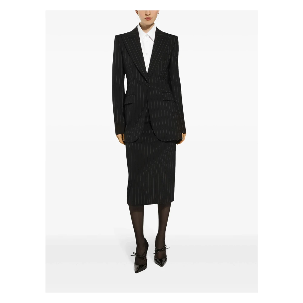 Dolce & Gabbana Gestreepte Jas Black Dames
