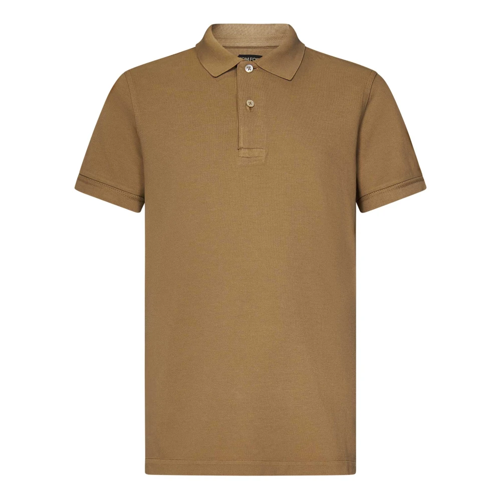 Tom Ford Men's Beige Polo Shirt Short-Sleeved Logo