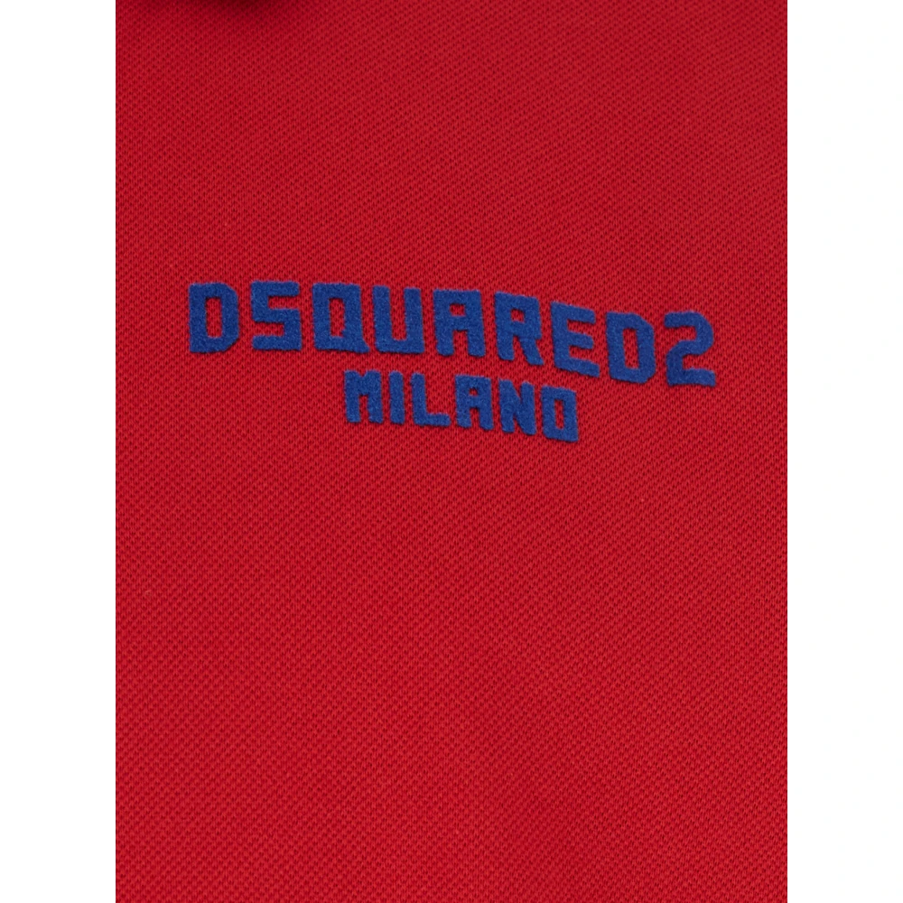 Dsquared2 Rode Polo Shirt Geborduurd Logo Katoen Red Heren