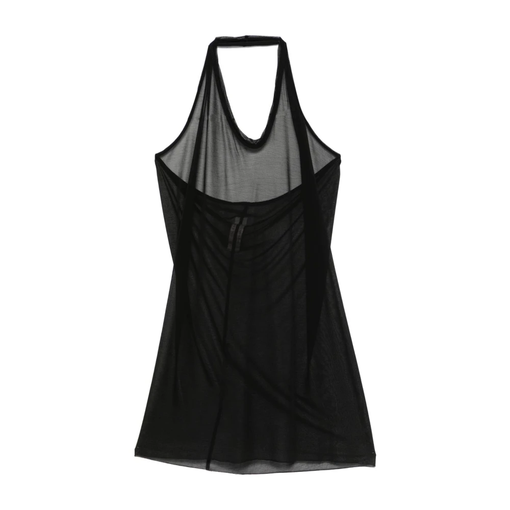 Rick Owens Zwarte Halternek Top met Open Rug Black Dames