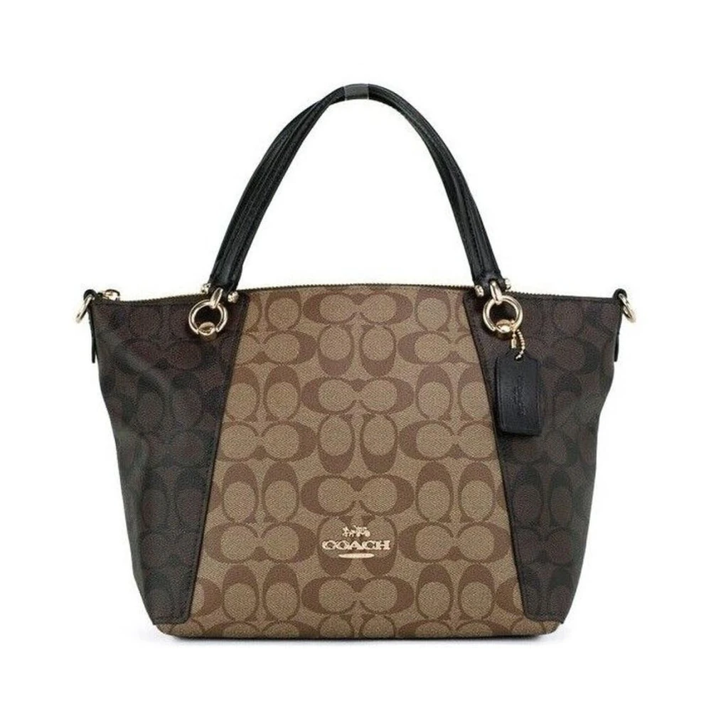 Coach Signature Canvas Top Zip Crossbody Tas Brown Dames