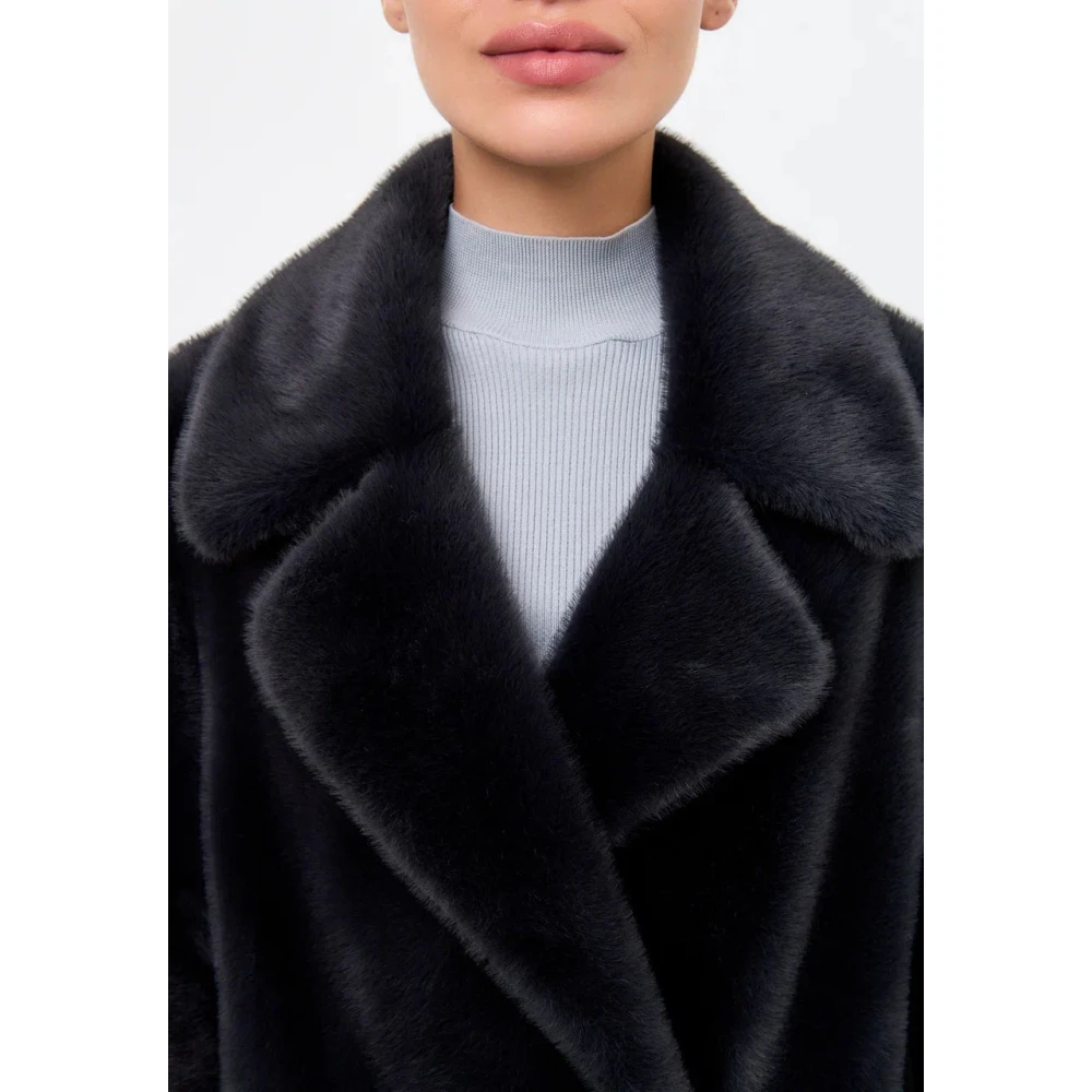 Cesare Gaspari Dubbelknoops Nepbontjas Miriam Zwart Black Dames