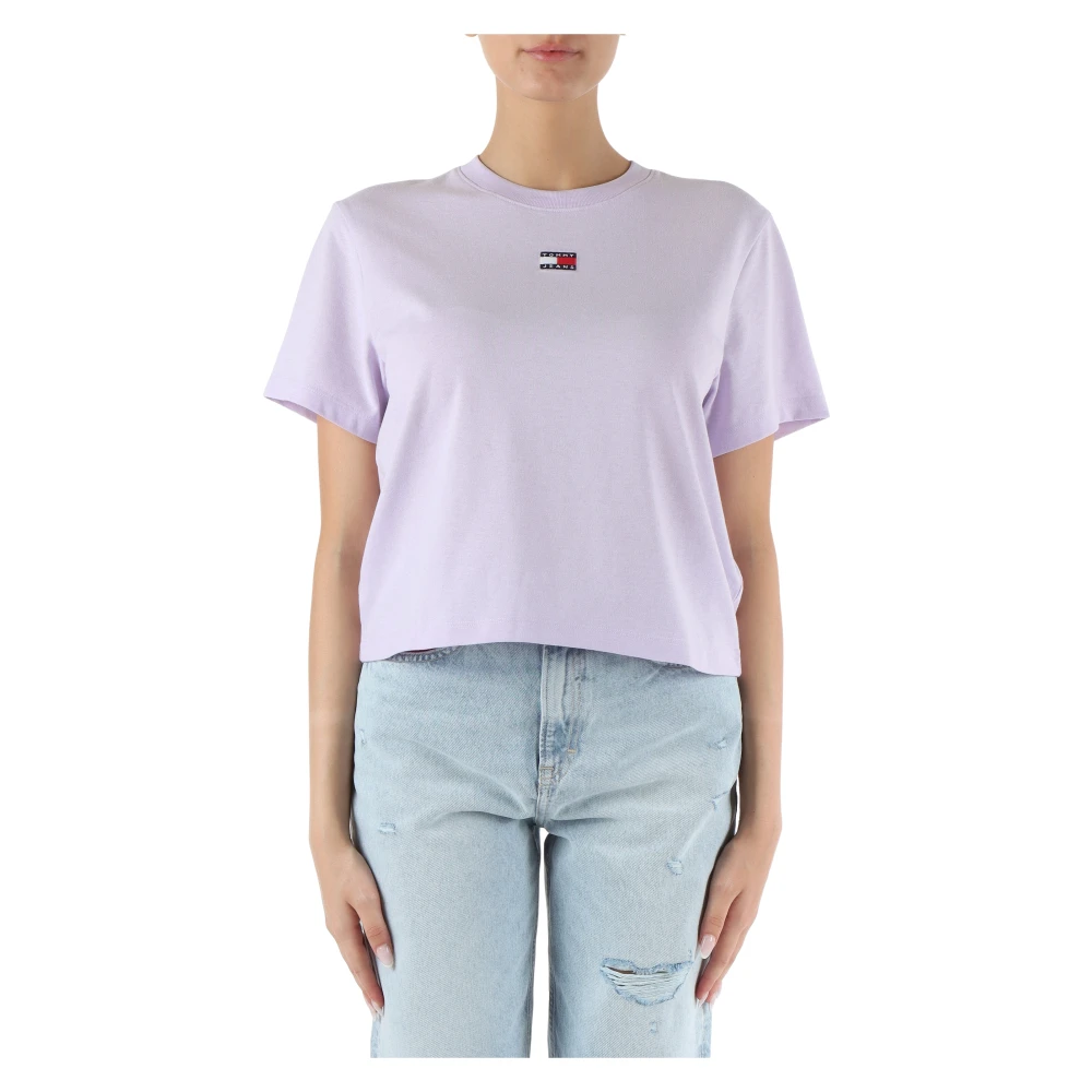 Tommy Jeans Bomull Logo Patch T-shirt Purple, Dam