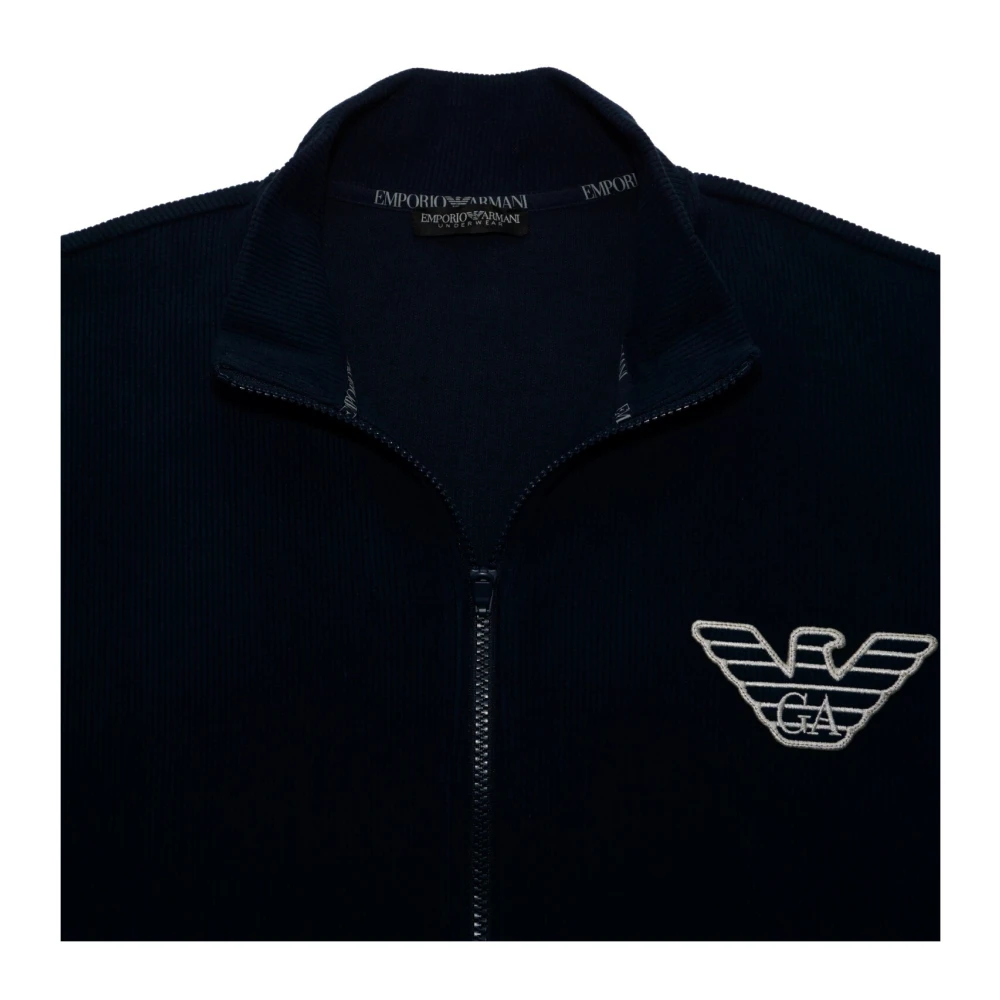 Emporio Armani Logo Gebreide Sweatshirt Blue Heren