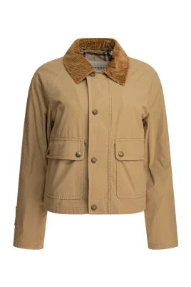 Beige Cropped Jacket med Burberry Check Foder