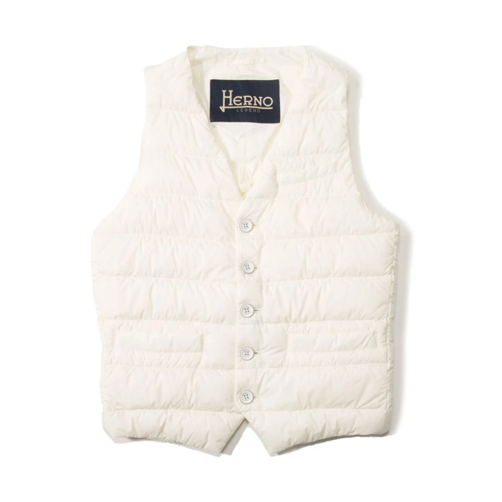 Herno Nylon Puffer Vest met Knoopsluiting White Heren