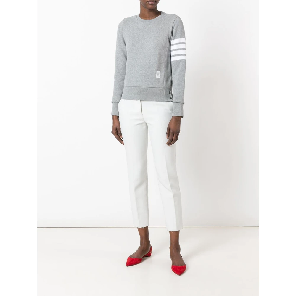 Thom Browne Grijze Sweater met Vier-Streep Gray Dames