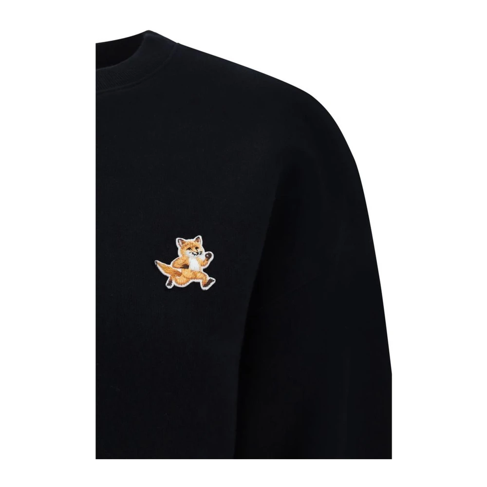 Maison Kitsuné Geborduurd Logo Katoenen Sweatshirt Black Dames