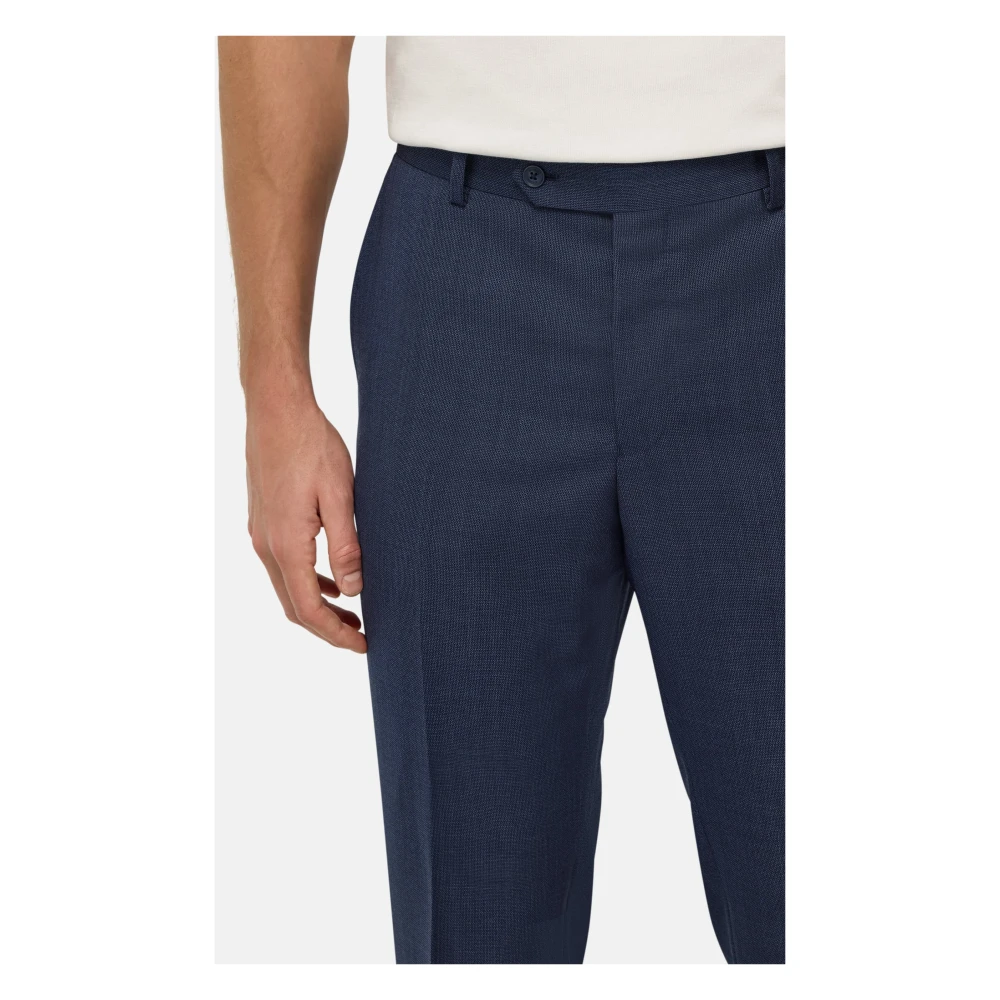 Boggi Milano Micro Patroon Pak van Zuivere Wol Blue Heren