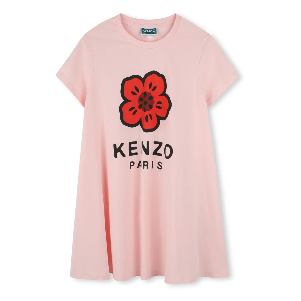 Kenzo Women's Pink Crew Neck Dress With Logo