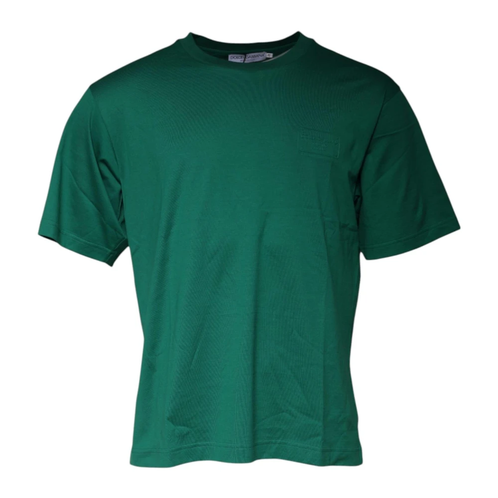 Dolce & Gabbana Men's Green Cotton T-Shirt With Logo Details
