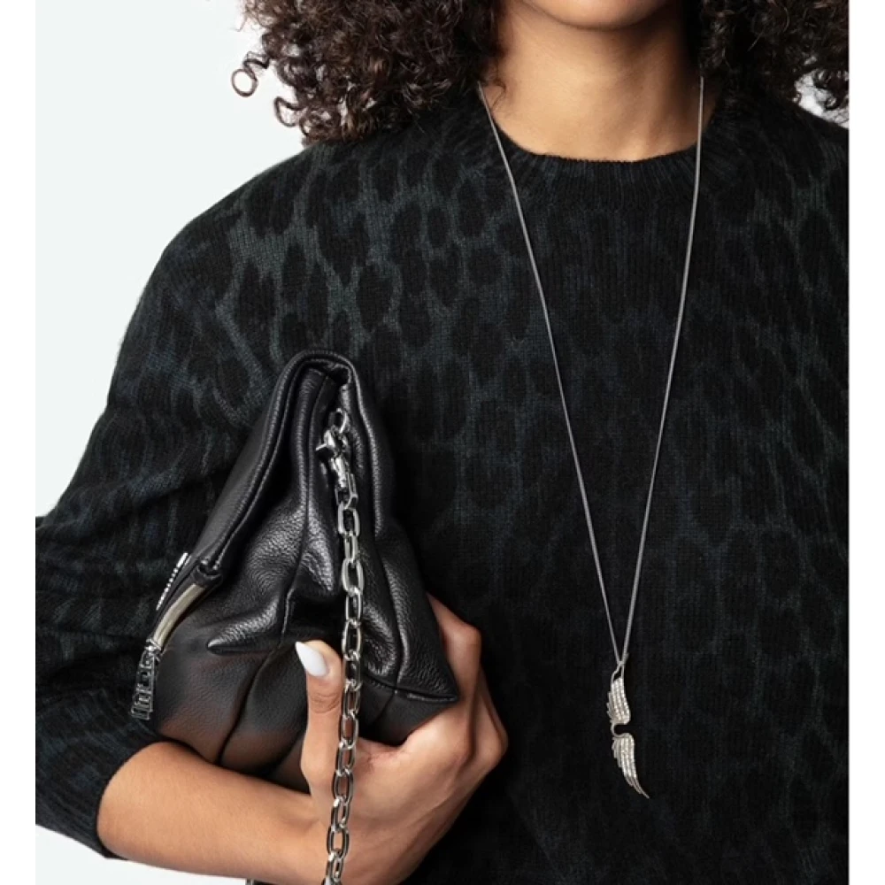 Zadig & Voltaire Luipaardprint Donkergroene Kasjmier Trui Black Dames