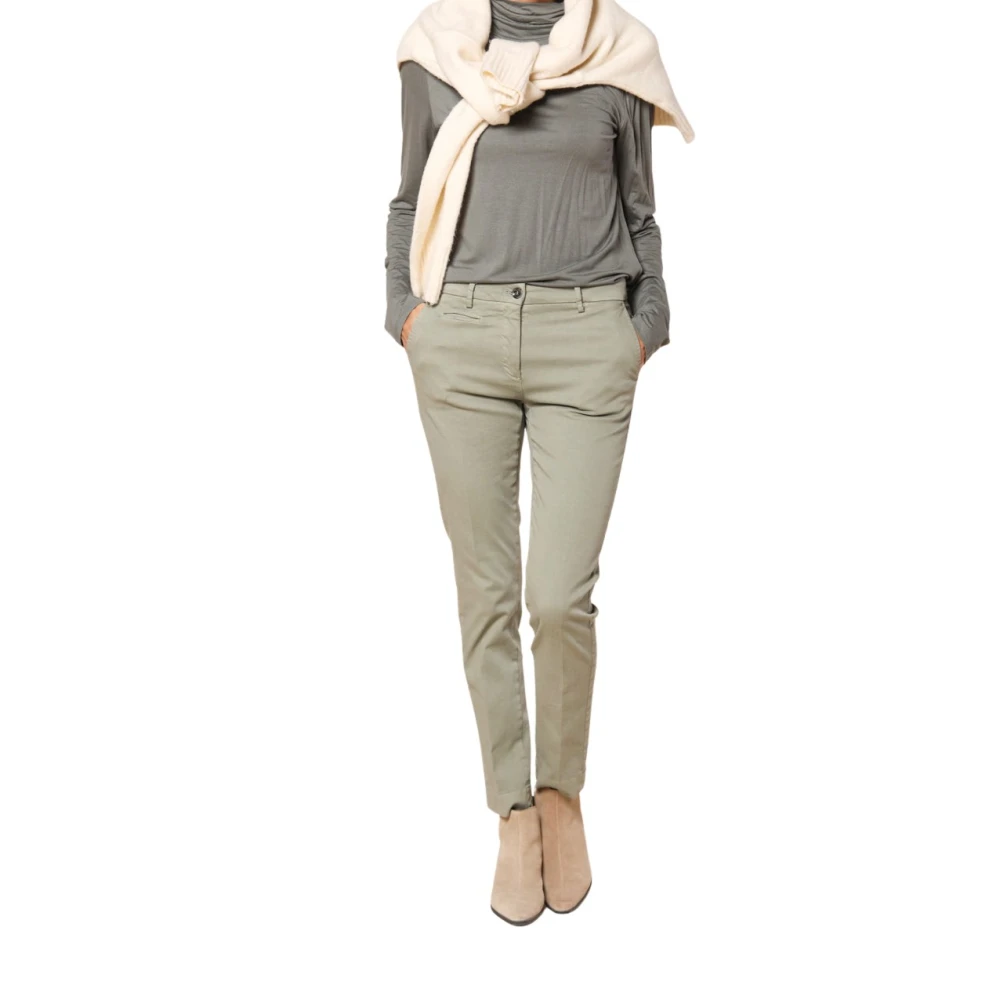 Mason's Slim Chino Broek New York Stijl Green Dames
