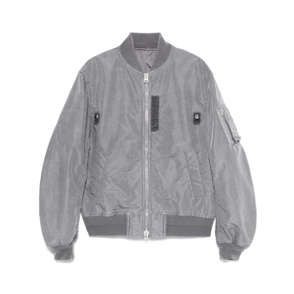 Sacai Gekreukte Afwerking Rits Baseball Jack Gray Heren