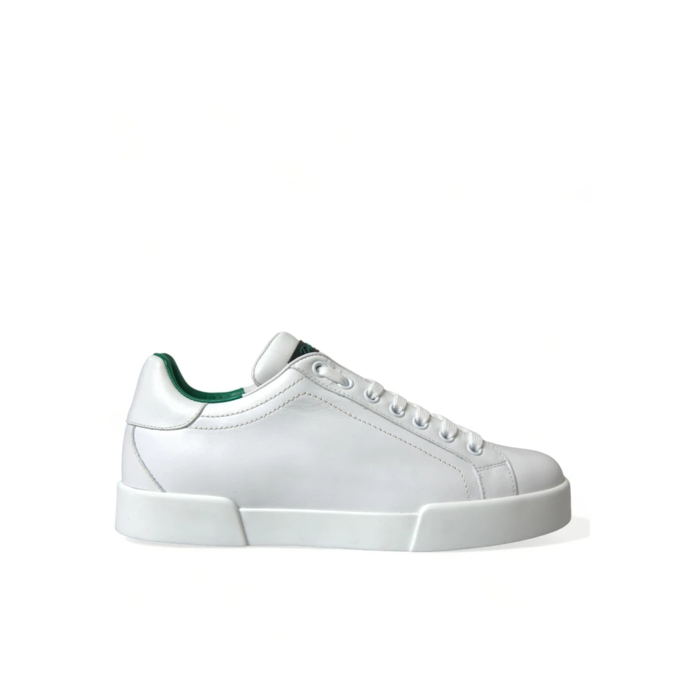 Dolce & Gabbana Men's White Elegant Portofino Leather Sneakers