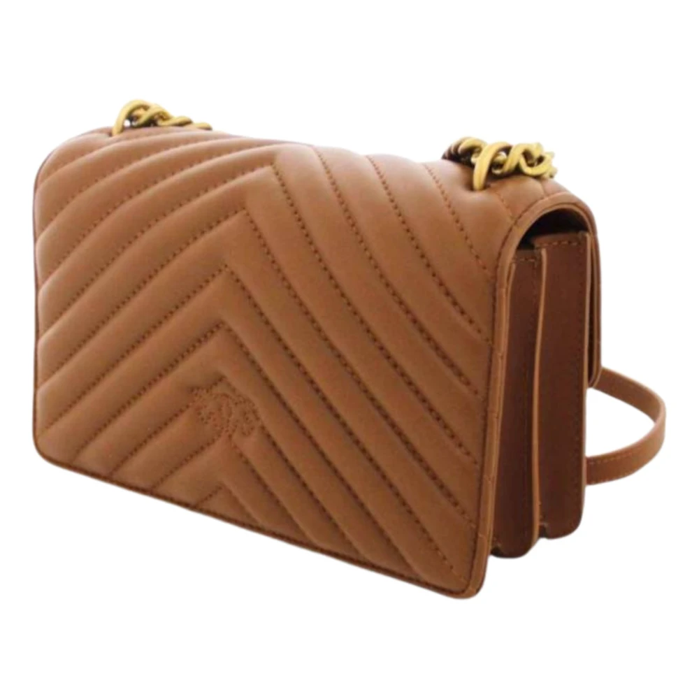 pinko Bruin Leren Mini Sheep Nappa Tas Brown Dames