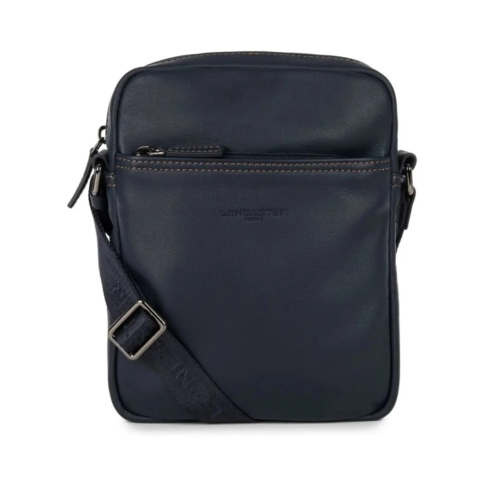 Lancaster Blue Zipped Cowhide Crossbody Bag - Male - Cross Body Messenger - One Size - Bags