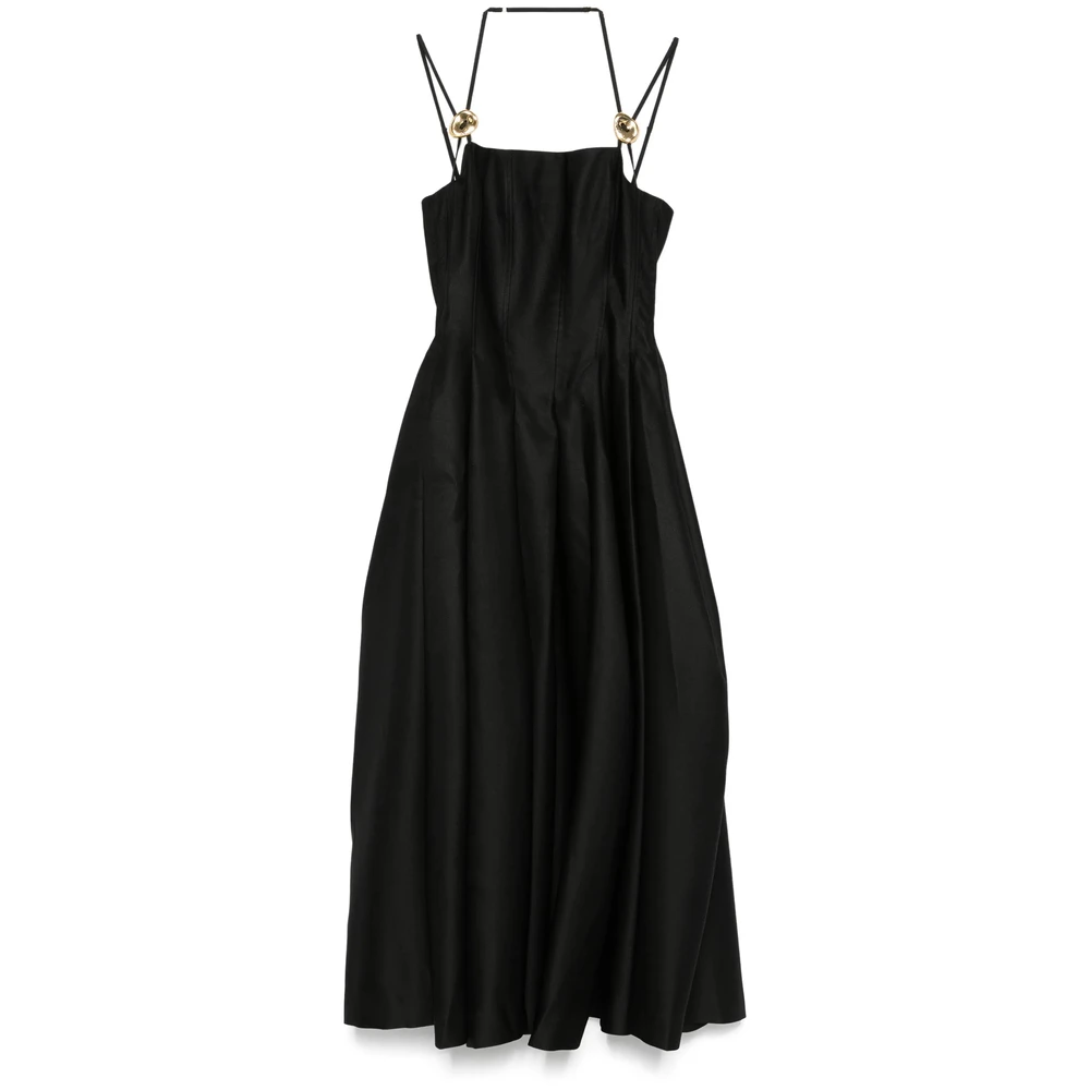 Stine Goya Zwarte Geplooide Mouwloze Jurk Black Dames