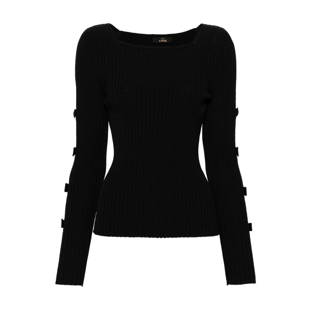 Twinset Zwarte Geribbelde Slim Fit Sweatshirt Black Dames
