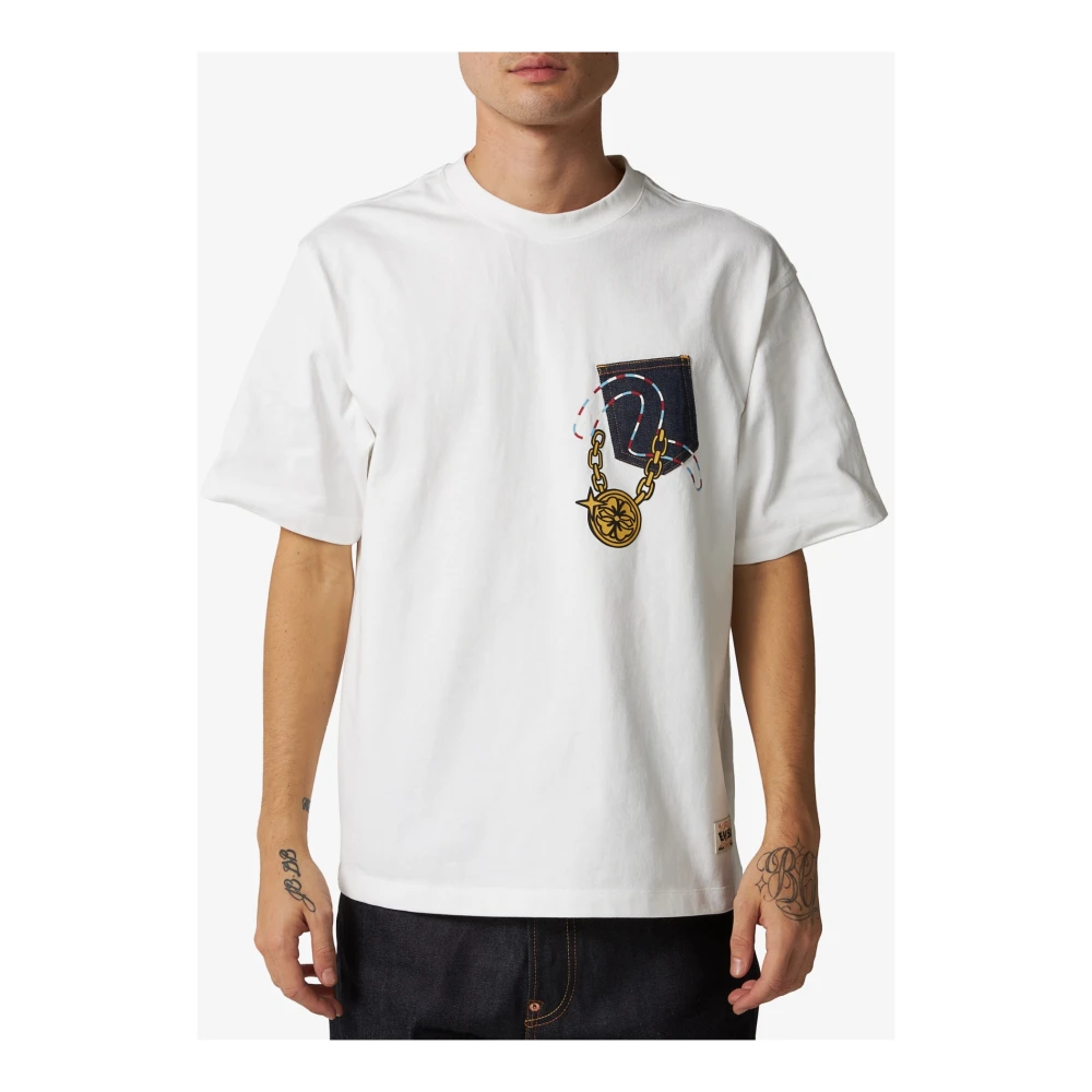 Evisu Wit Katoen Regular Fit T-Shirt White Heren