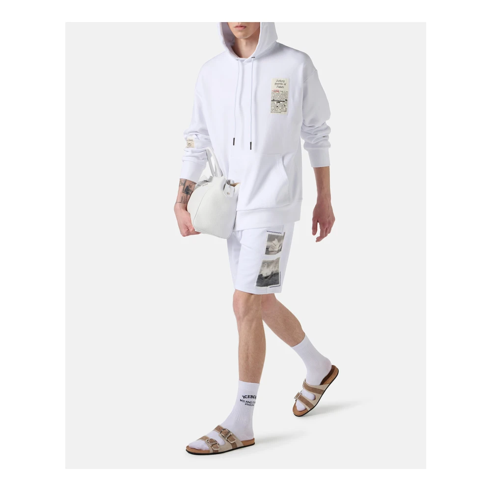 Iceberg Witte slim fit Bermuda shorts van katoenfleece White Heren