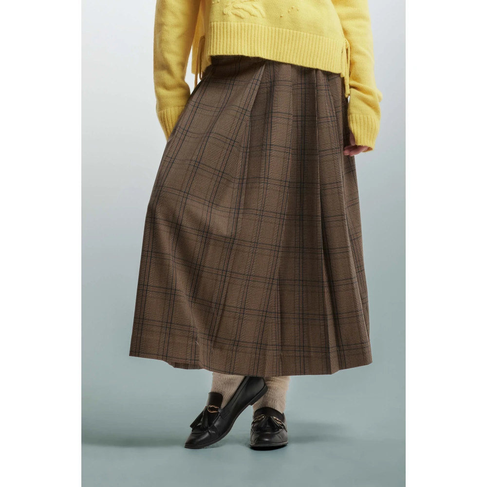 Kocca Tijdloze Tartan Geplooide Rok Brown Dames