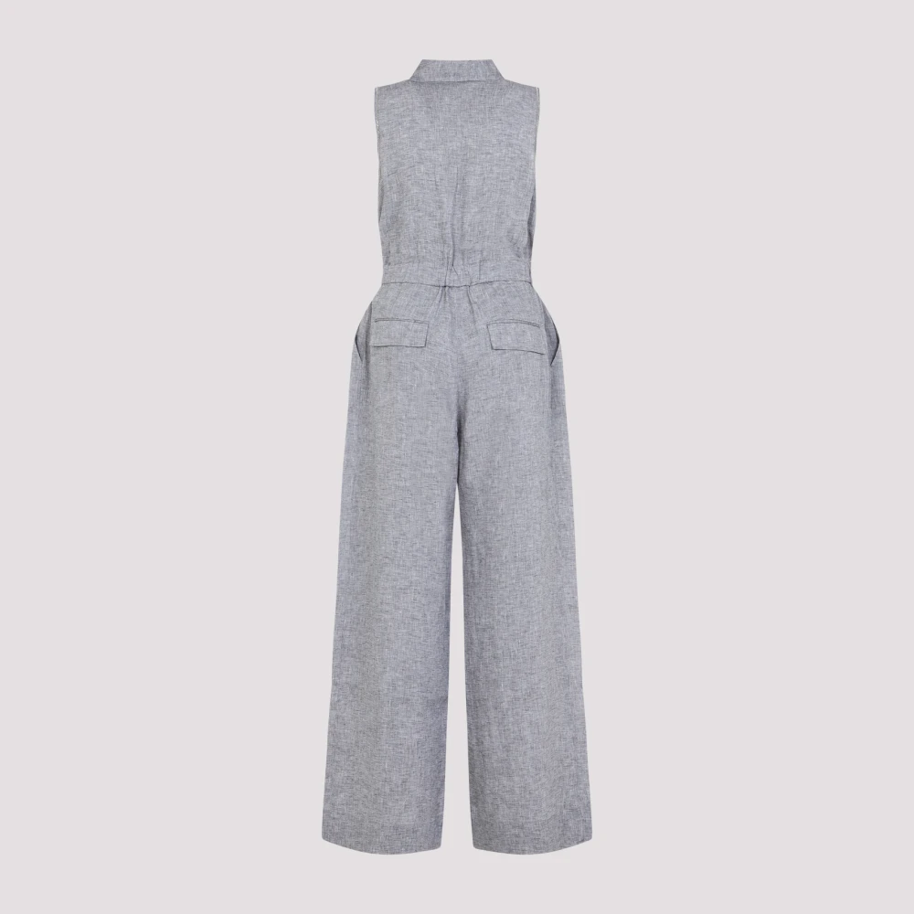 PESERICO Blauwe Linnen Jurk Elegant Comfortabele Stijl Gray Dames