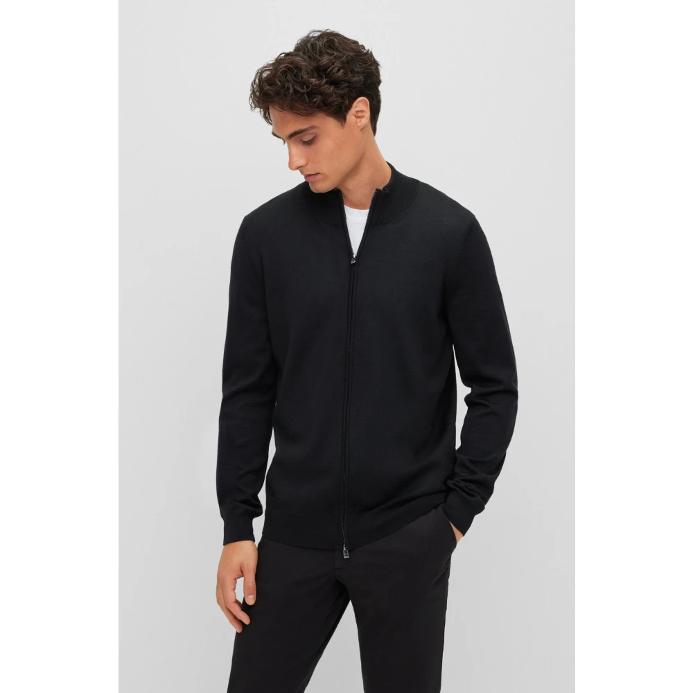 Hugo Boss Moderne Zip Sweater Zwart Black Heren