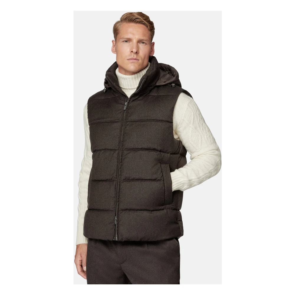 Boggi Milano Donsjas met capuchon van flanel Blue Heren