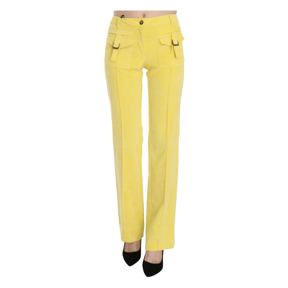Just Cavalli Women's Yellow Mid Waist Straight Pants