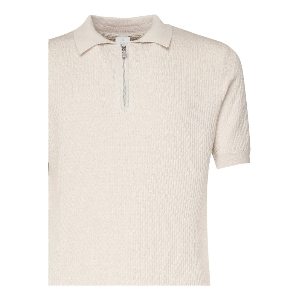 Eleventy Merino Wool Silk Polo Shirt Sand Beige Heren